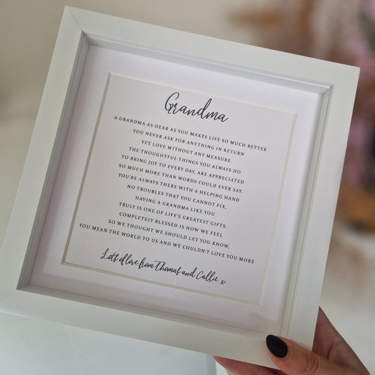 Personalised Nanna Poem Frame